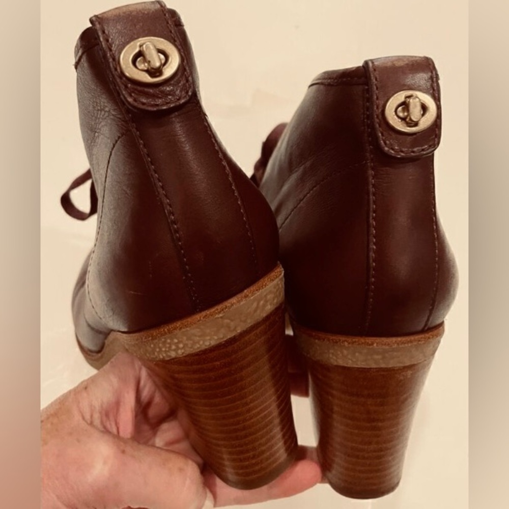 Burgundy Oxblood Coach Nikol Leather Ankle Booties Q1666 - Picture 3 of 8